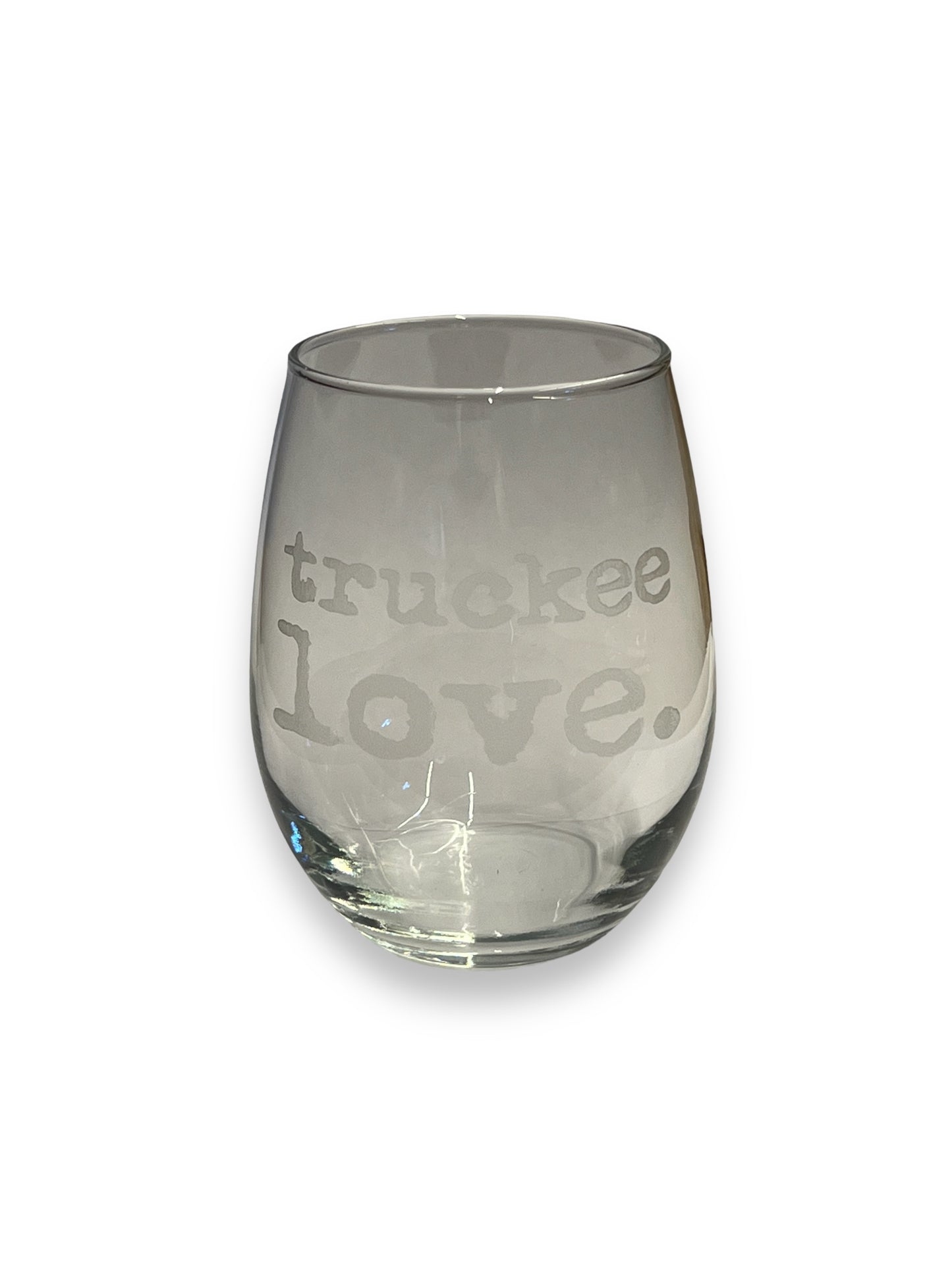 truckee love. stemless wine glass