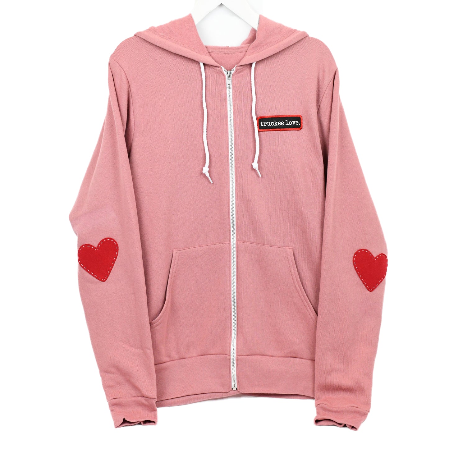 sweatshirt-zip hoodie-love patch-adult