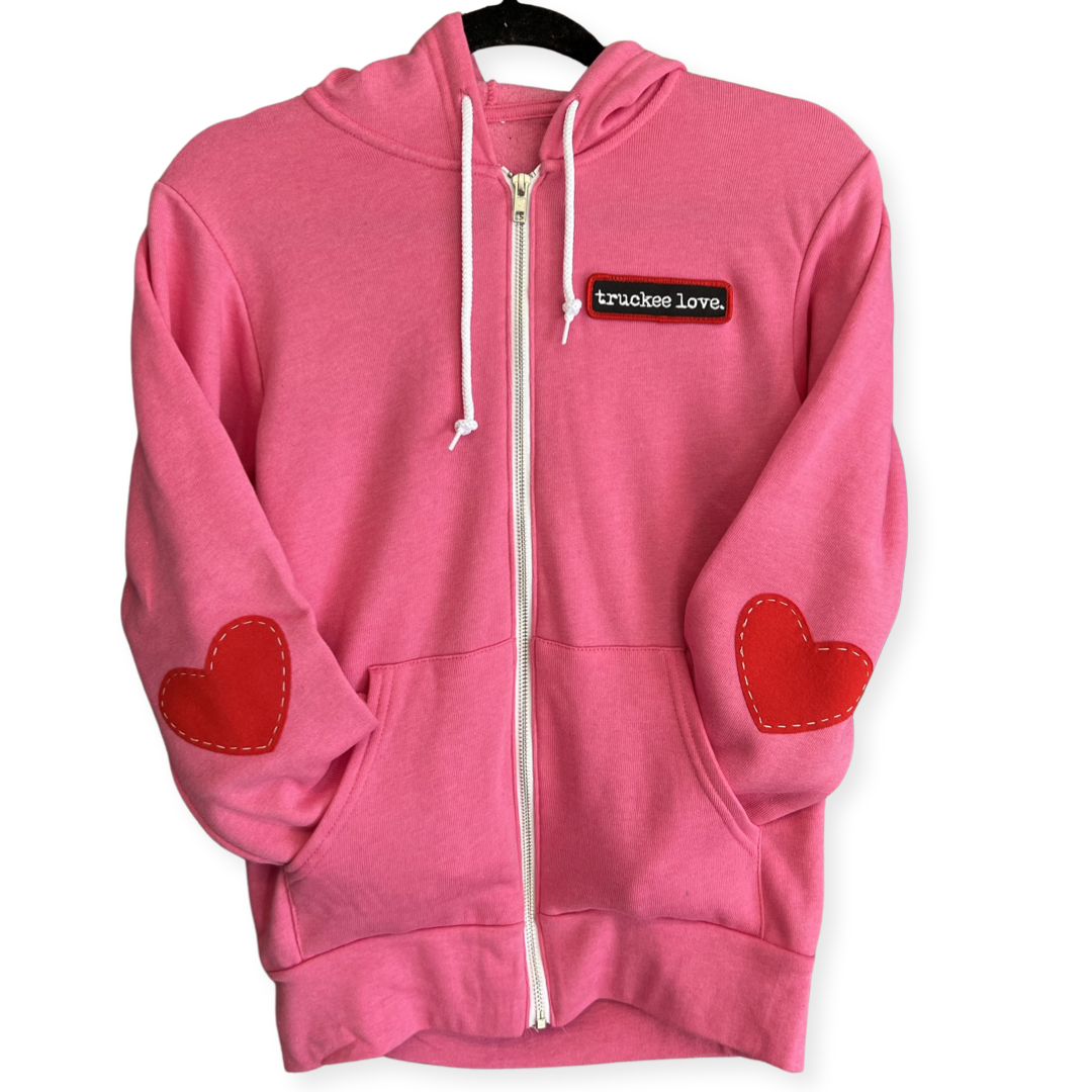 sweatshirt-zip hoodie-love patch-adult