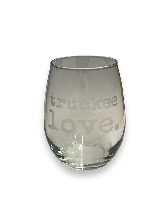 truckee love. stemless wine glass
