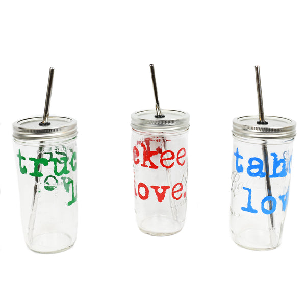 mason jar with reusable straw