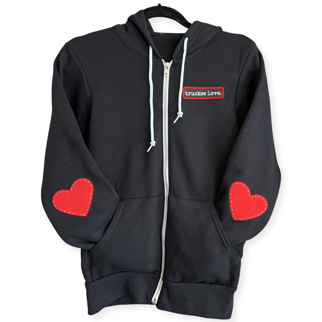 sweatshirt-zip hoodie-love patch-adult